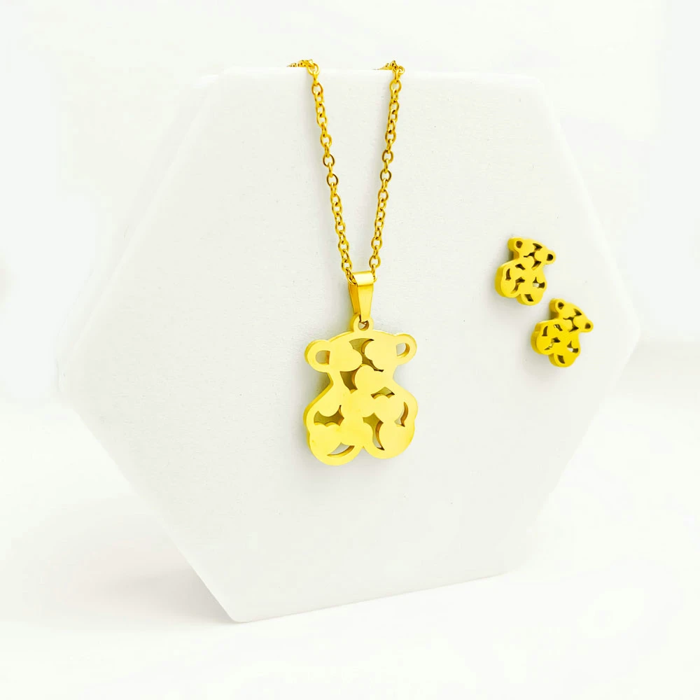 Ожерелье серьги Ювелирные наборы для женщин мод медведь Neckalace и Одежда высшего