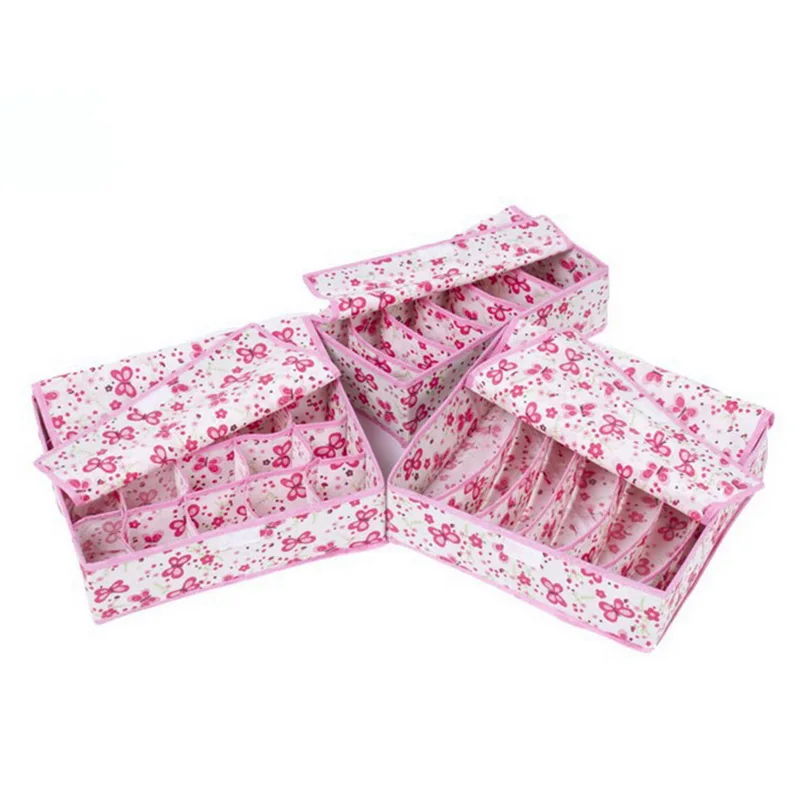 E6 3pcs set Мульти-размер Нижнее белье коробки для хранения бюстгальтеров органайзер, ящики для хранения шарфы носок Разделитель с крышкой коробки для шкафов аксессуары оптом - Цвет: E6 3pcs set