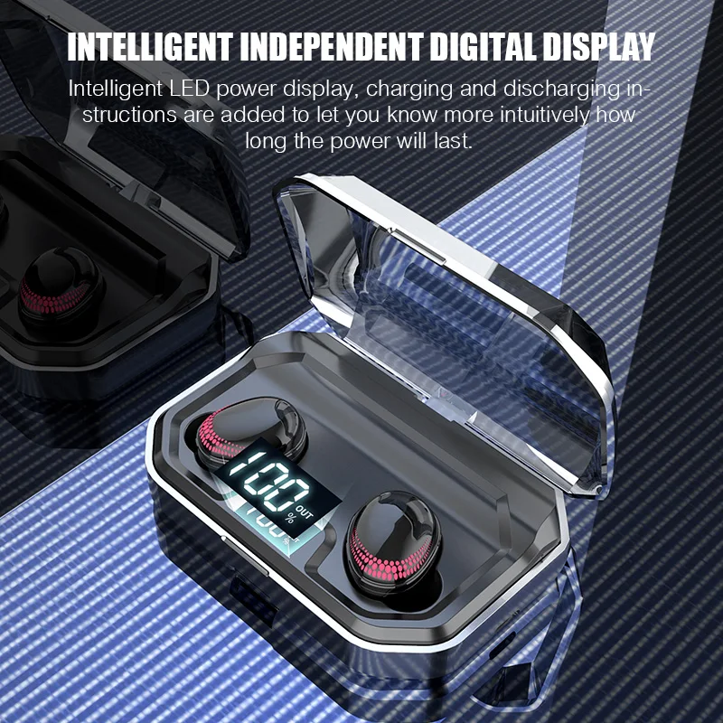TWS Bluetooth 5.0 Earphones True Sport Wireless Headphones Display Touch Control 8D Stereo Earbuds Waterproof Headset For Phones