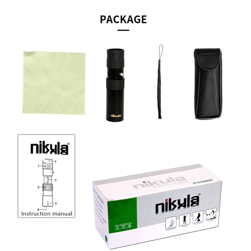 10-30x25 Монокуляр зум Монокуляр Высокое качество телескоп Карманный бинокль охотничий Оптический Призма прицел w/штатив Nikula