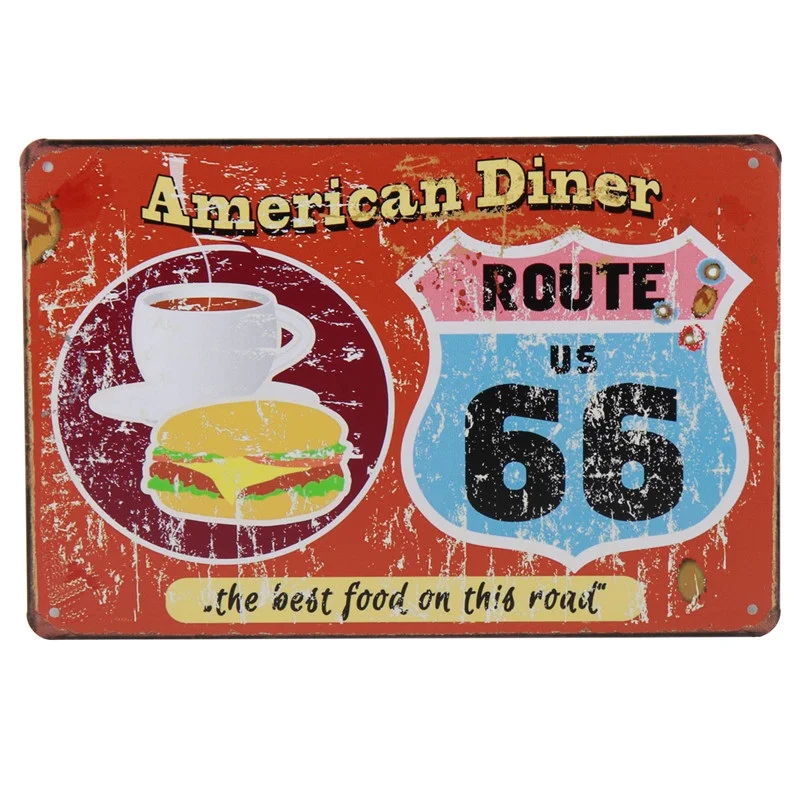 US Route 66 вывески Бар Паб до ретро-наклейки металлическая пластина плакат живопись винтажная жестяная вывеска жестяная художественная стена гараж домашний декор H19