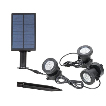 

Solar Powered Super Bright 3 Submersible Lamps 18 Leds Projector Light Garden Pool Pond Yard Landscape Underwater Spotlight Outd