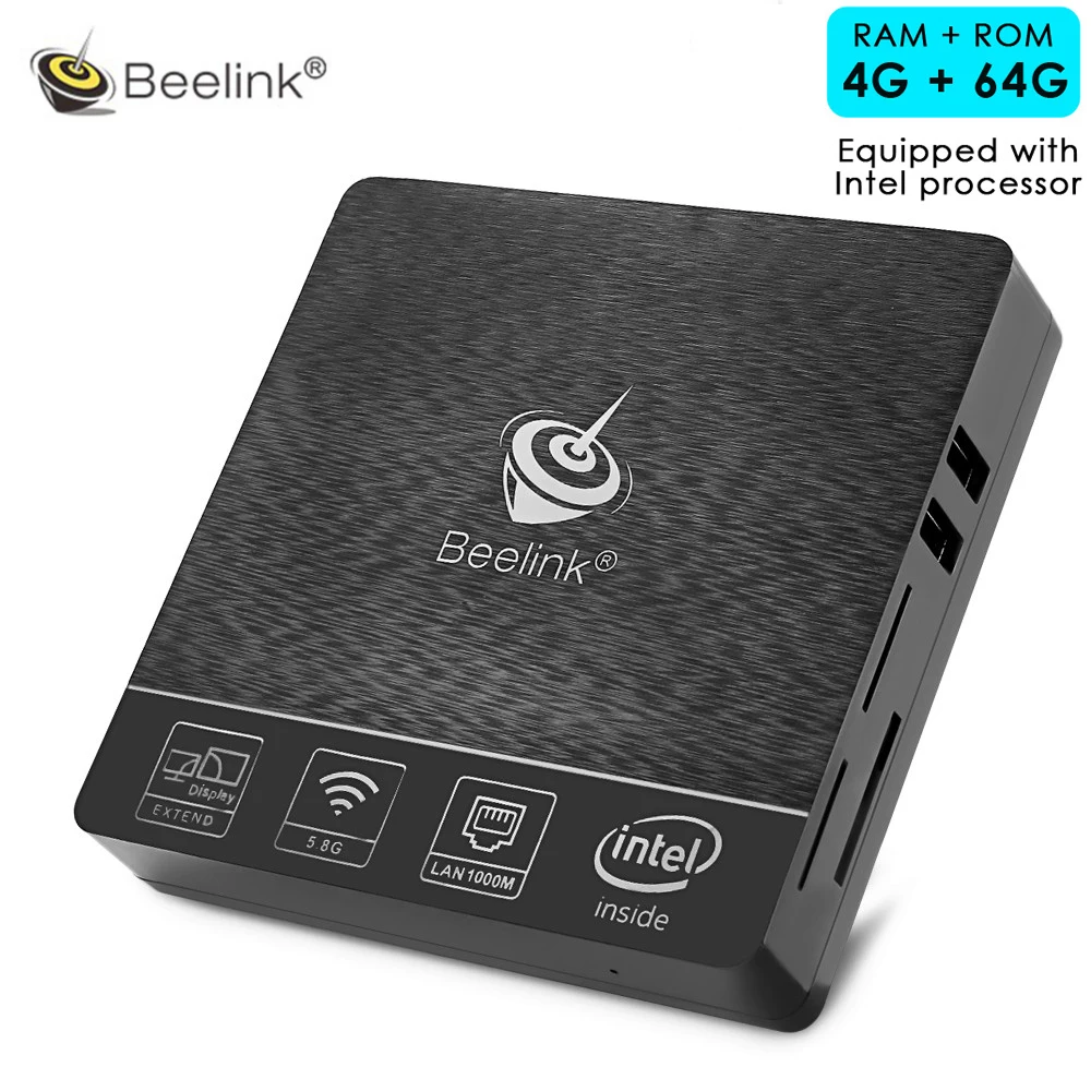 Beelink BT3 Pro мини ПК Intel Atom x5 Z8350 4 Гб 64 бит Поддержка WiFi Bluetooth 0 Ethernet 1000 Мбит/с HDMI VGA PK Z83