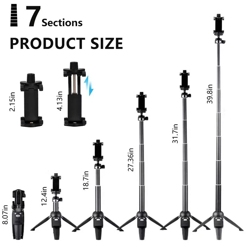 Wireless Bluetooth Selfie Stick Tripod Extendable Phone Tripod Selfie Stick with Remote  for Smartphone DSLR SLR Gopro Camera