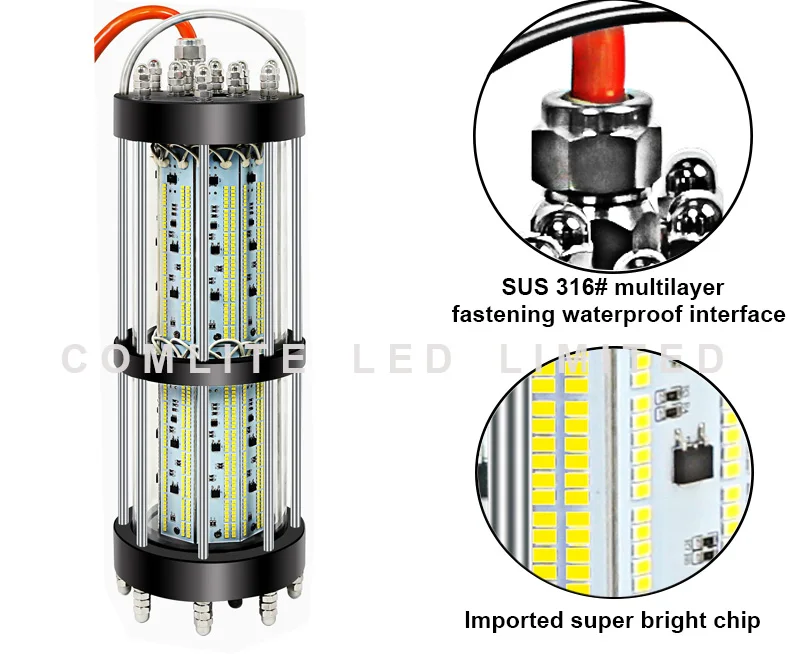 1000W Cahaya Memancing LED Bawah Air Laut Dalam