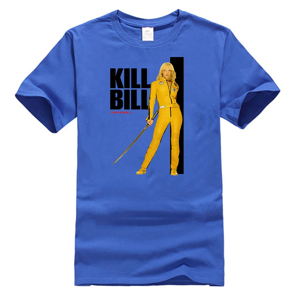 Kill Bill желтый костюм плакат лицензионный, для взрослых Футболка новые тренды футболка - Цвет: Синий