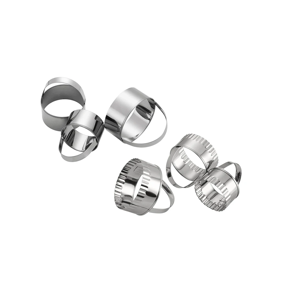3 piece stainless steel biscuit die cutter for cake decorating tools round flat pattern biscuit mold kitchen baking tool