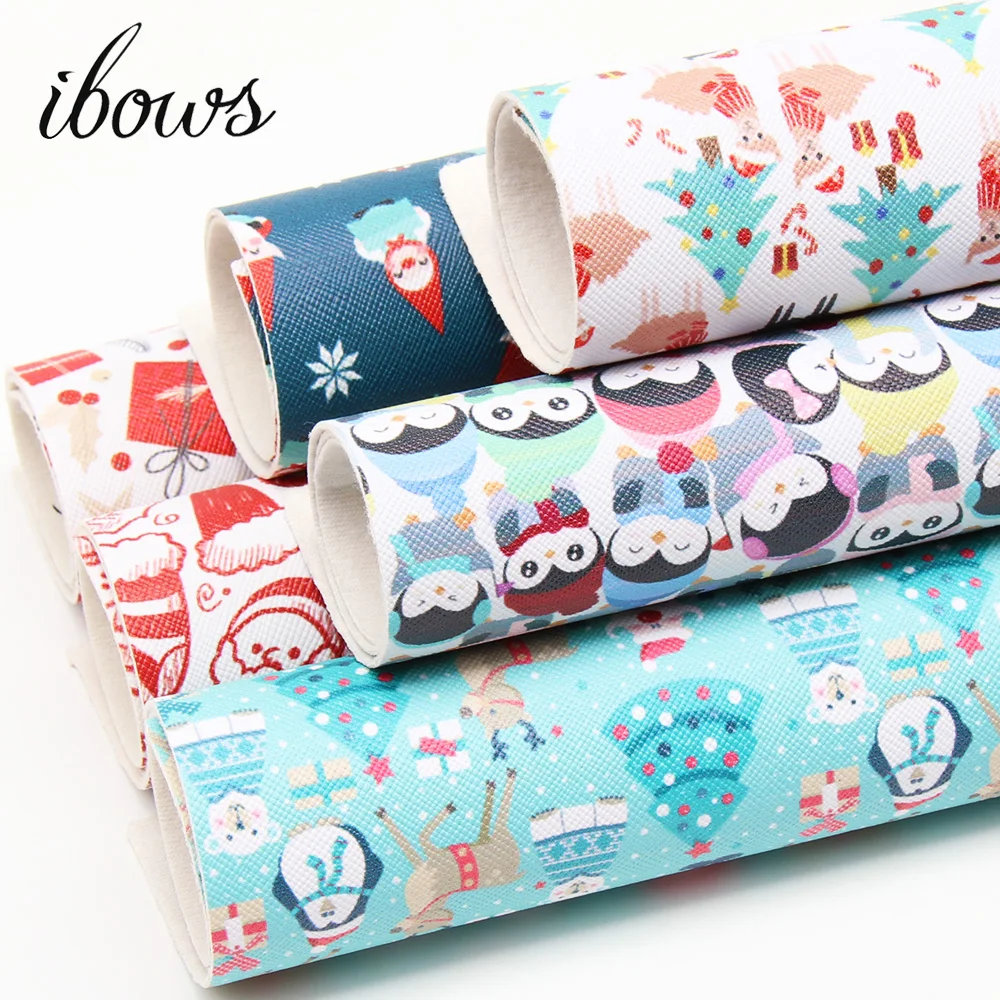 

IBOWS 22cm*30cm Christmas faux artificial Synthetic leather fabric hair bow diy decoration crafts 1piece