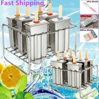 

Stainless Steel Popsicle Mold Rack Ice Lolly Mold Frozen Lolly Popsicle Maker Homemade Ice Cream Mold with Popsicle Holder Brush