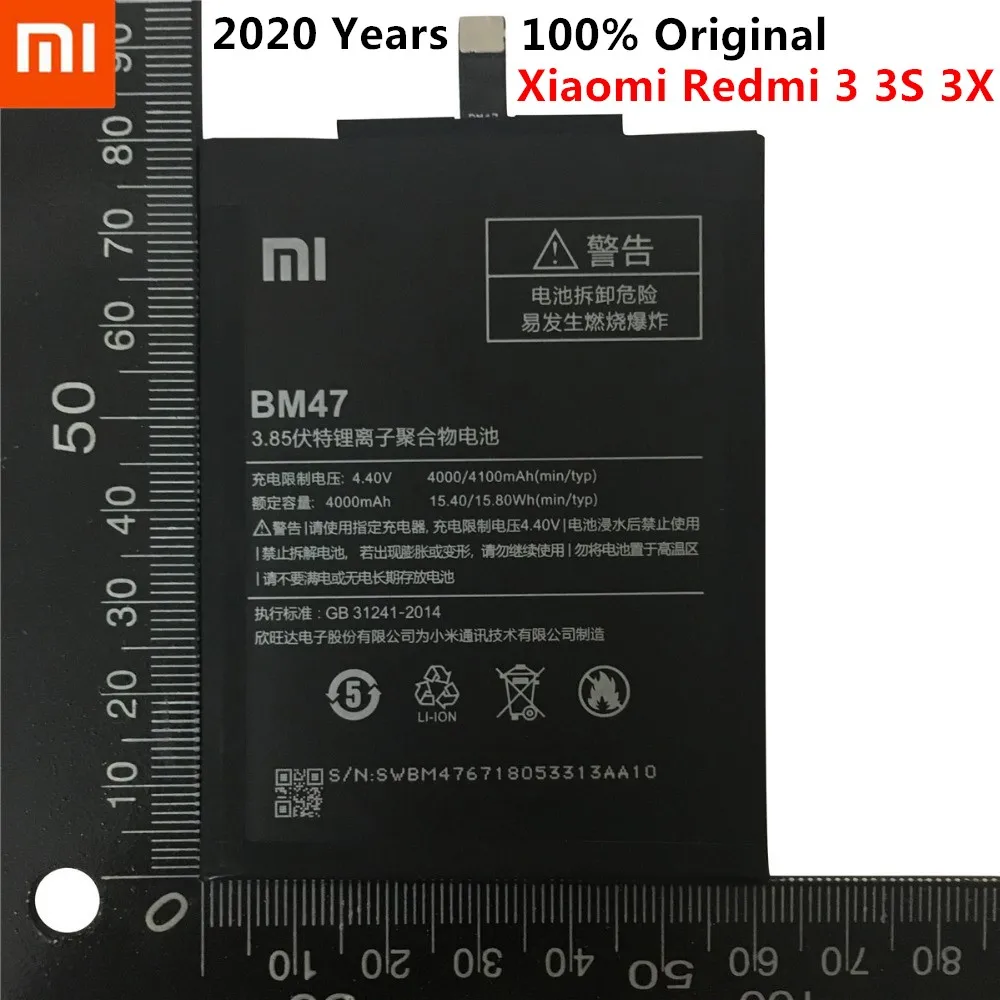 2020 лет 100% оригинал запасная батарея BM47 4000 мАч для Xiaomi Redmi 3X Hongmi 3 S в