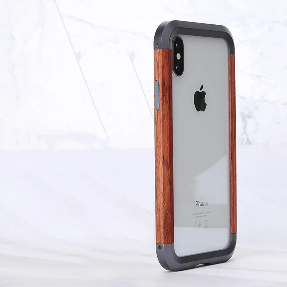R-just чехол для телефона для iPhone XS Max Роскошный Жесткий металлический алюминиевый деревянный защитный бампер чехол для телефона для iPhone XS X - Цвет: Черный