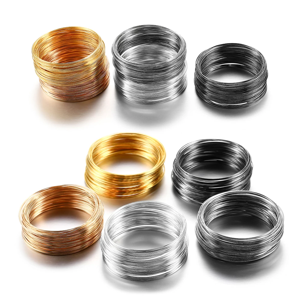 Lote de 100 unidades de cuentas de alambre de acero con memoria de 0,6mm, accesorios para fabricación de pulseras