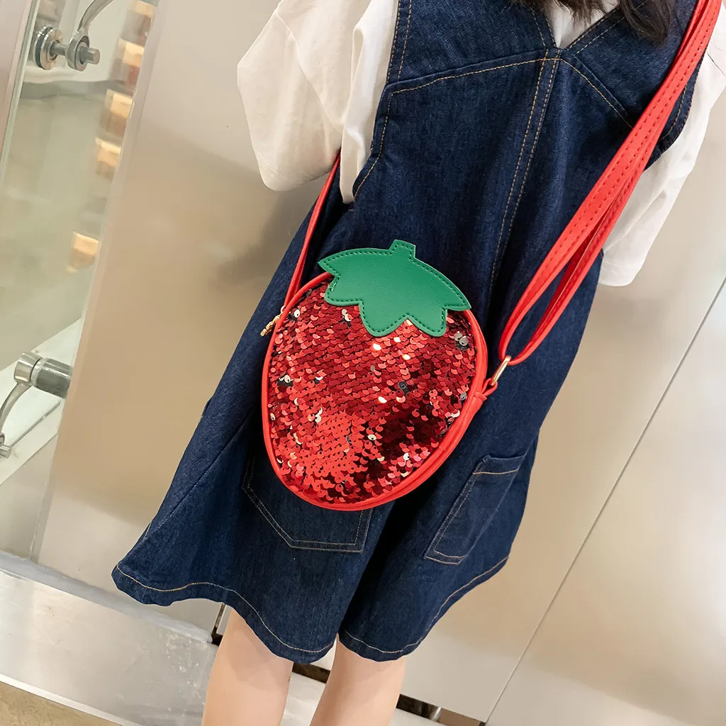 MAIOUMY/Детская сумка через плечо с блестками и фруктами; детская милая сумка с блестками и фруктами; сумка-мессенджер на плечо; Кошелек для монет для детей