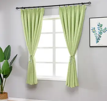 

Shiny Silver Stars Blackout Short Curtains for Kids Child Bedroom Korean Style Window Tulle Curtains for Living Room WP123Z