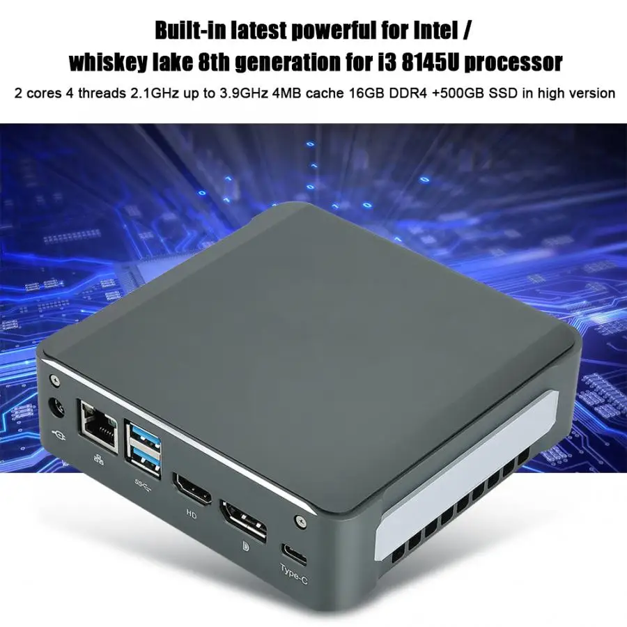 16 Гб ОЗУ 500 Гб SSD Мини ПК компьютер с процессором Intel I3 8145U для Intel UHD graphics 620/610 встроенный двухдиапазонный WiFi 100-240 В