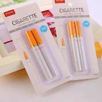 

2Pcs Toothpick Container Case Fashion Portable Cigarette Shaped Secret Stash Diversion Pill Box Toothpick Houders