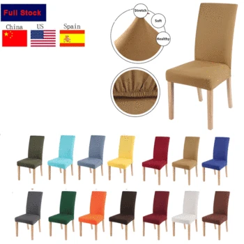 

1/2/4/100+PC Solid Color Chair Spandex Stretch Elastic Slipcovers Chair Covers For Dining Room Hotel Kitchen Banquet Wedding