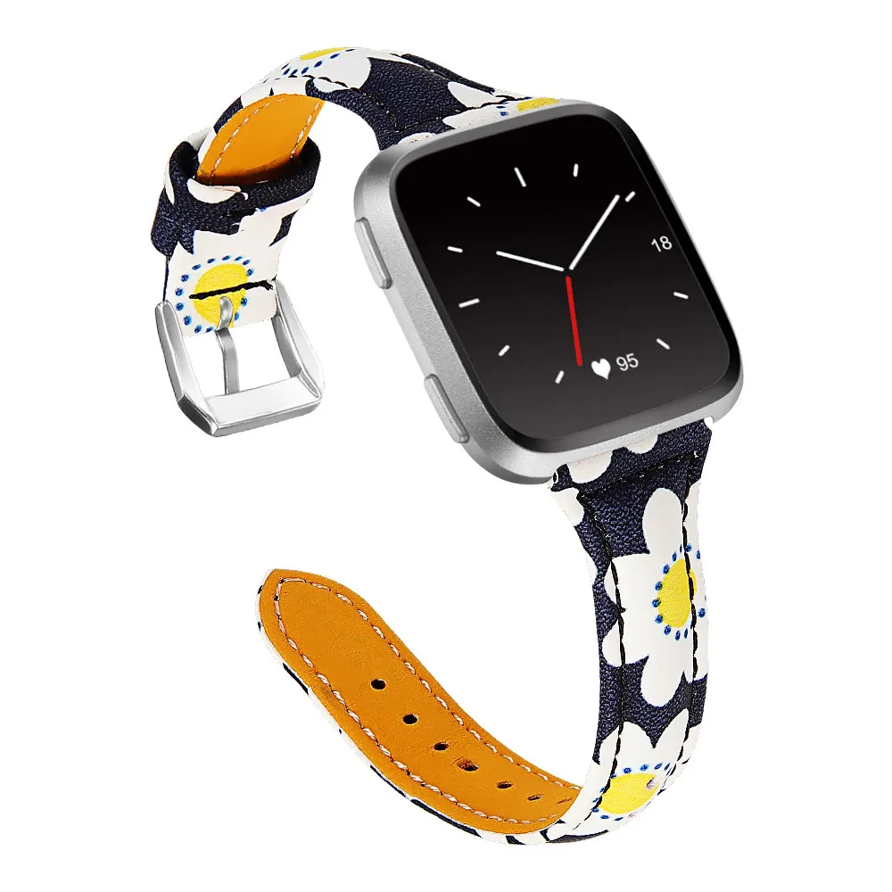 Print 3 Heang Печать Тонкий ремешок для часов из натуральной кожи совместим с Fitbit Versa 2/Versa Lite& SE/Fitbit Versa - Цвет ремешка: Print 3