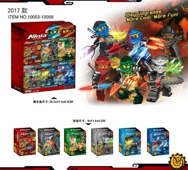 HAOGAOLE 300 шт 10011-10016 супер герой Ninjagoes Зейн глоден зеленый ниндзя строительный блок подарок - Цвет: 10053 to 10058 50set