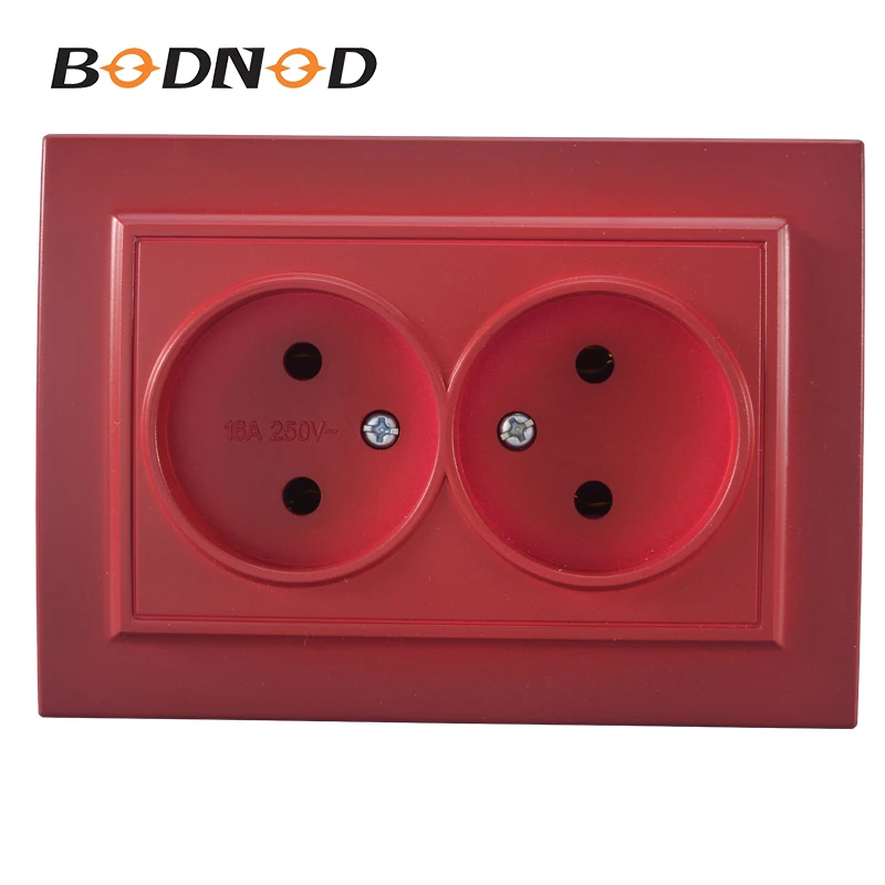 New Two Wall Socket Socket Rose Red Color Double Socket With Out Earth