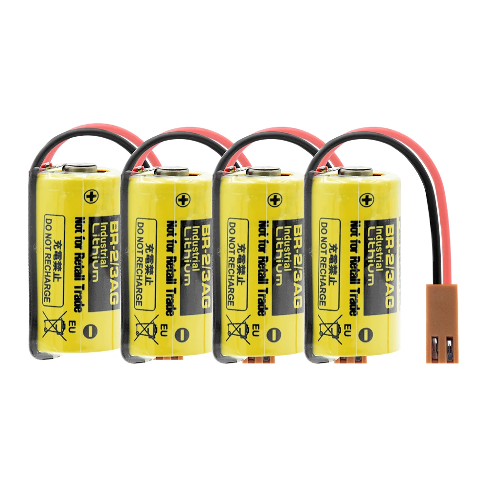 4Pcs Premium BR-2/3AG 3V Li-ion Battery 1200mAh BR-2/3A BR2/3AE2P BR2/3A Backup Batteries For FANUC CNC System Industrial Use