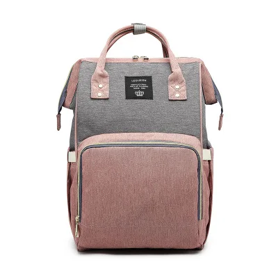 Pink gray Новая сумка для подгузников, рюкзак для ухода за ребенком, многофункциональная большая сумка для мам, сумка для подгузников для мам, водонепроницаемая сумка для подгузников, Детская сумка - Цвет: Pink gray