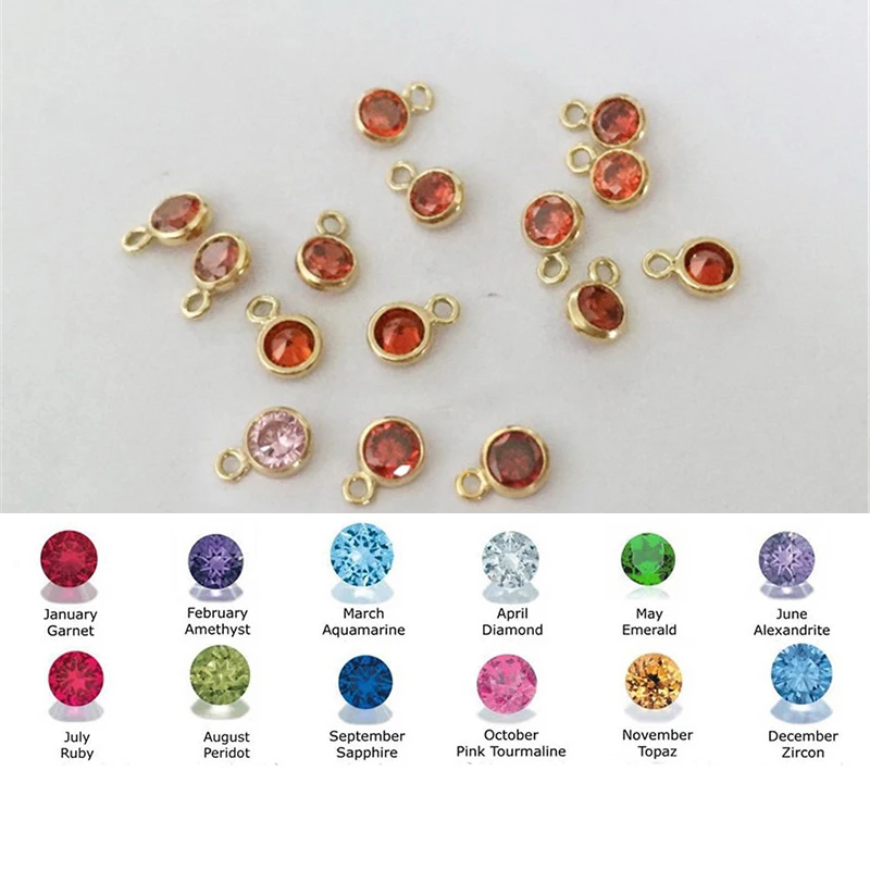 14K Gold Filled Birthstone Bezel Drop Charm 3MM Pendant AAA Zircon Charm For Necklace Earring DIY Jewelry Findings Accessories