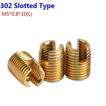 

100PCS/LOT M5 Galvanized Self Tapping Insert Screw Bushing 302 Slotted Type Wire Thread Insert Nut Repair Screws M5*0.8*10(L)