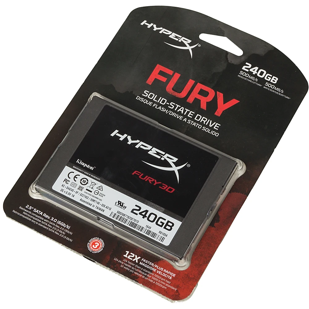 Накопитель SSD Kingston SATA III 240Gb KC-S44240-6F Fury 3D 2.5"
