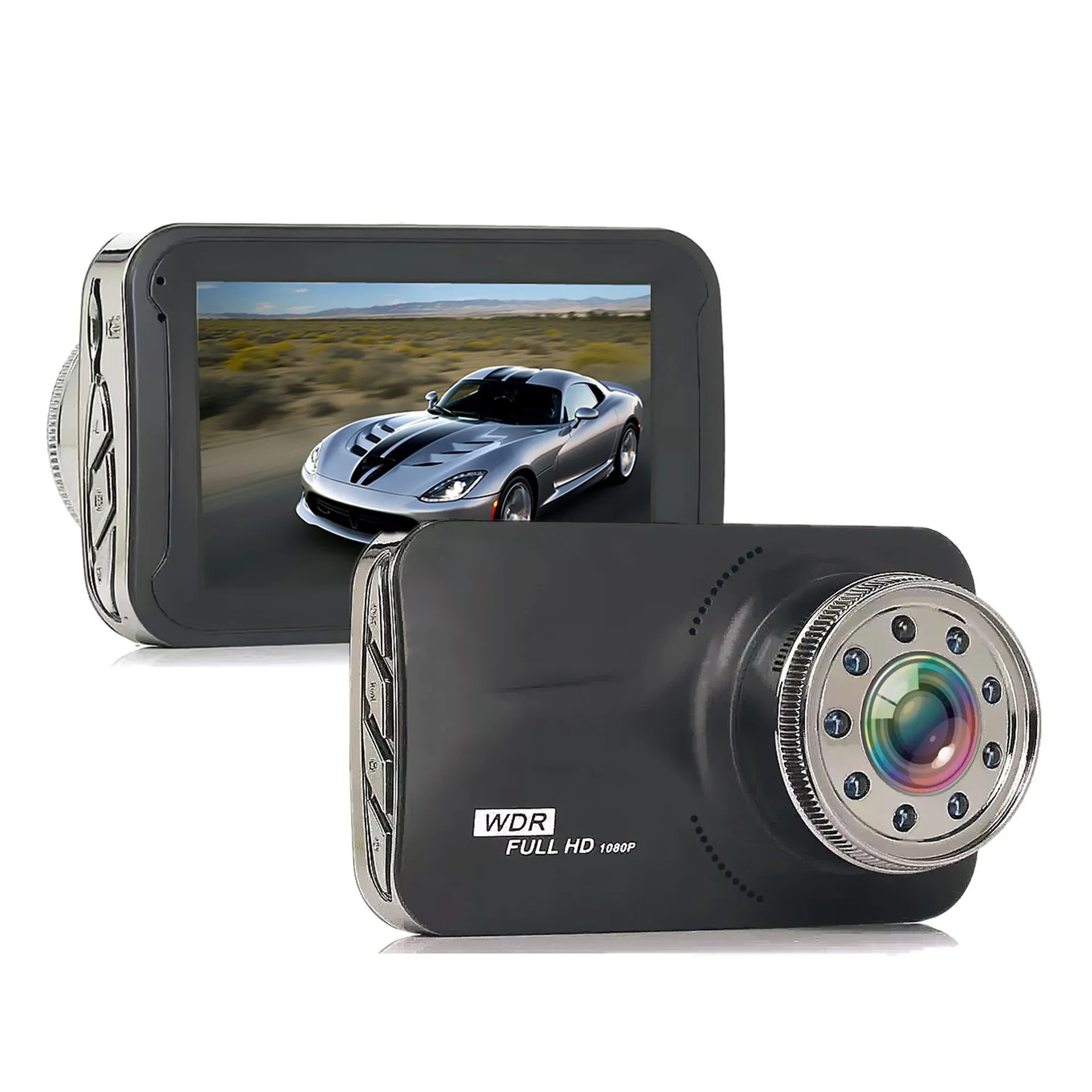 New Style Dual Lens Driving Recorder 4-Inch Touch Screen Recorder 1080P High-definition Night Vision Vehicle-mounted DVR