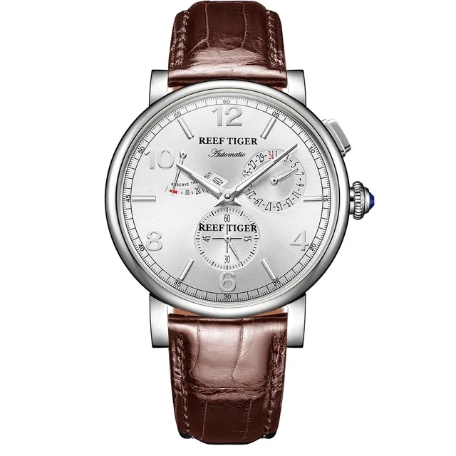 men watch p5 Мужские автоматические часы, мужские наручные часы Reef Tiger, Роскошные водонепроницаемые мужские механические наручные часы, запас хода, reloj rga78 - Цвет: men watch p5