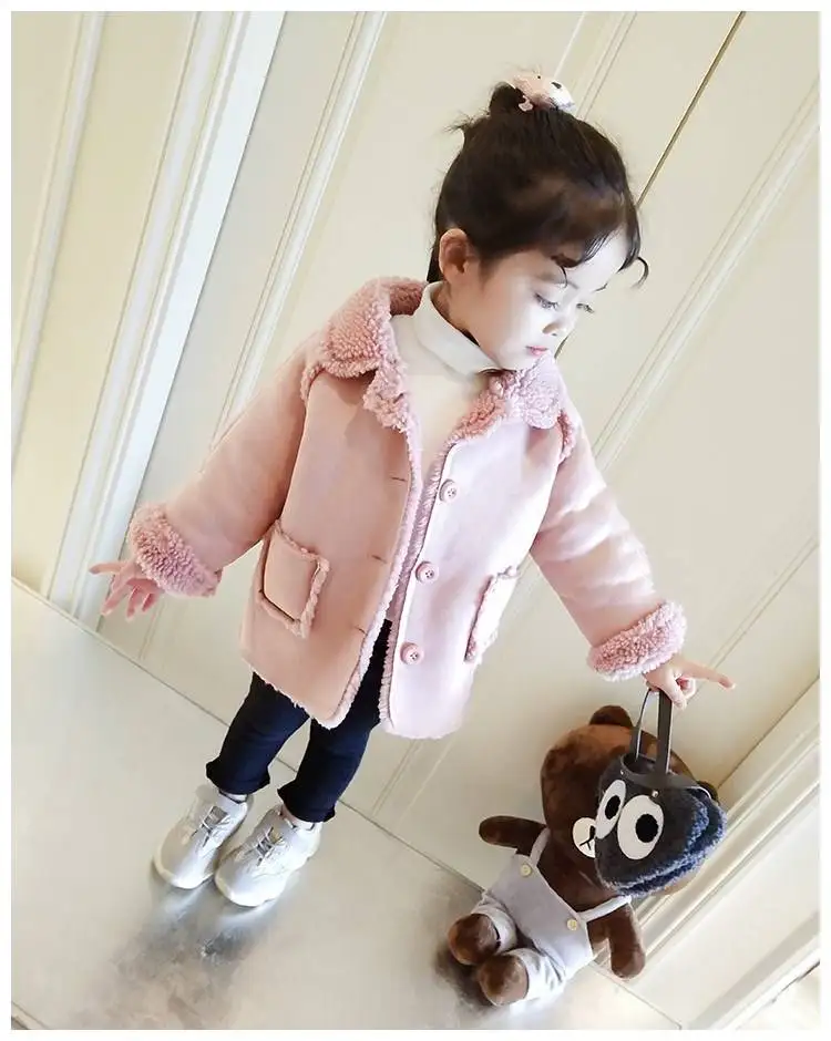 pink coats Г. Зимний плащ для маленьких девочек; флисовые парки с искусственным мехом; детские куртки для девочек; одежда; брендовая теплая детская верхняя одежда; пальто - Цвет: pink coats