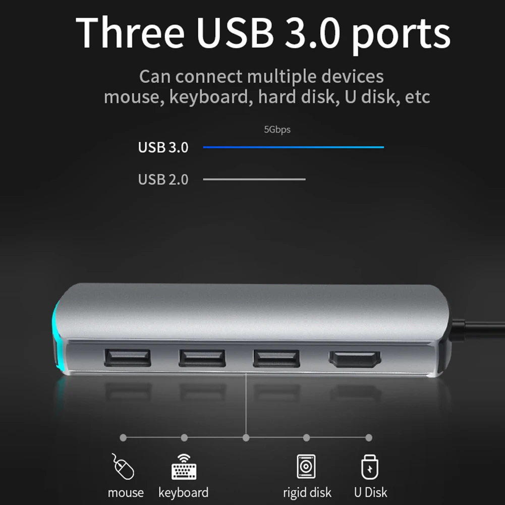 Адаптер USB Type C на RJ 45 HDMI 4K Thunderbolt 3|USB-хабы| |