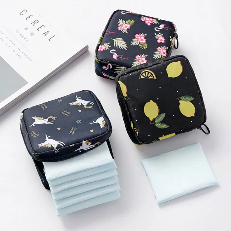 Travel Accessories Bag Sanitary Cotton Pads Storage Bag Women's Girls Portable Small Cosmetic Lipstick Napkin Oganizer Pouch 6