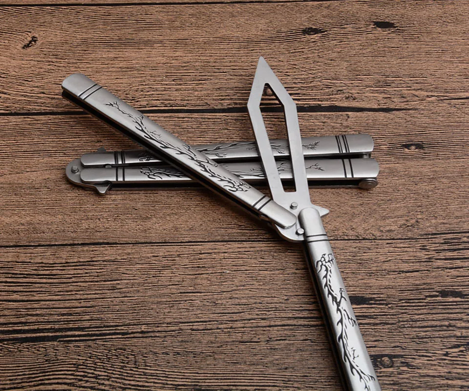 Butterfly-3cr13mov blade knife C-056 training swing knifes steel handle CS GO butterfly in knifes training sanding knives