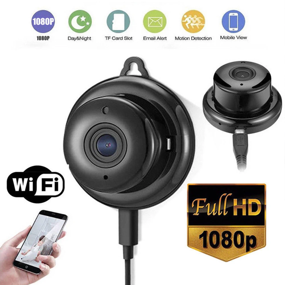 

V380 Camera Black Mini Wireless WIFI Home Security Monitoring Indoor Detection Audio Smart HD 1080P Night Vision IP