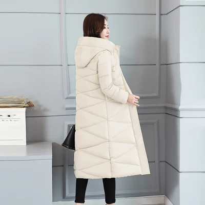 Новая модная повседневная женская зимняя куртка с капюшоном, теплая утепленная женская верхняя одежда с хлопковой подкладкой, длинные пальто, парка, женские куртки - Цвет: creamy white
