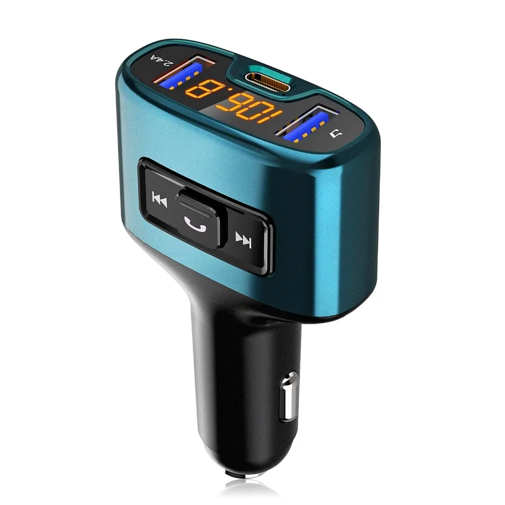 Prazata Bluetooth Автомобильный fm-передатчик Handsfree TYPE-C двойной usb зарядка Автомобильный MP3-плеер автомобильный bluetooth-комплект Передача аудио зарядки