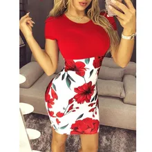 Oufisun/Большие размеры, сексуальное женское летнее платье в стиле хип-хоп, повседневное облегающее платье с цветочным принтом, элегантные тонкие лоскутные платья, большие размеры