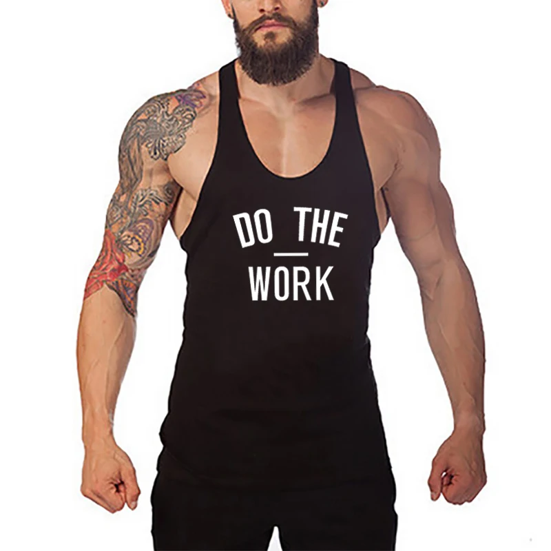 Bodybuilding Stringer Tank Top Mens Gyms Clothing Fitness Men Y Back Cotton Weightlifting Muscle Vest Training Sleeveless Shirt