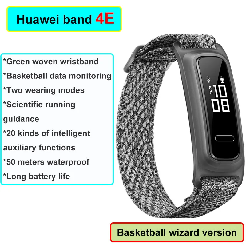 Huawei Band 3E/4E браслет трекер активности Шагомер умный Браслет мониторинг 50 м водонепроницаемый трекер сердечного ритма - Цвет: Huawei Band 4e Gray