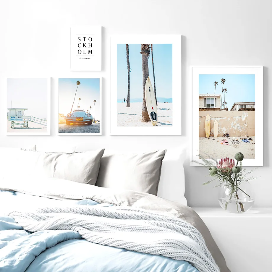 

Skateboard sunshine beach coconut tree Wall Art Canvas Painting Nordic Posters And Prints Wall Pictures For Living Room Decor