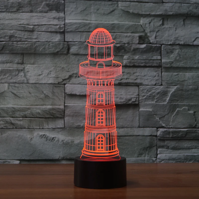 Новинка Маяк 3d лампа 7 цветов светодиодный ночник для детей сенсорный Usb стол Lampara