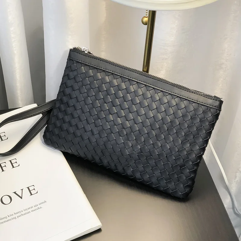 Fashion Weave Leather Shoulder Bag Men Crossbody Bags Luxury Design Cross Body Messenger Bag Male Shoulder Bag Bandolera Hombre