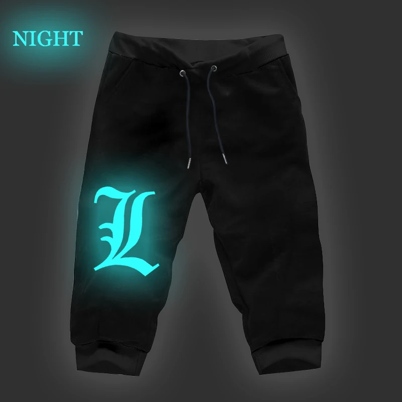 Cropped Trousers 4 Осенние модные укороченные брюки с надписью «Death Note», мужские повседневные спортивные штаны, штаны Гарун для мальчиков, черные уличные штаны, 7 минут - Цвет: Cropped Trousers 4