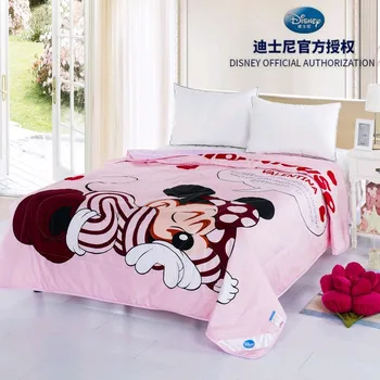 

Disney Pink Cute Sleeping Minnie Mouse Summer Qulited Comforter Blanket on Bed Twin Single Full Size for Baby Girls Kids Gift