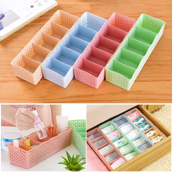 

Underwear Storage Box 5-grids Multi-function Plastic Drawer Organizer Tie Bra Socks Drawer Cosmetic Divider