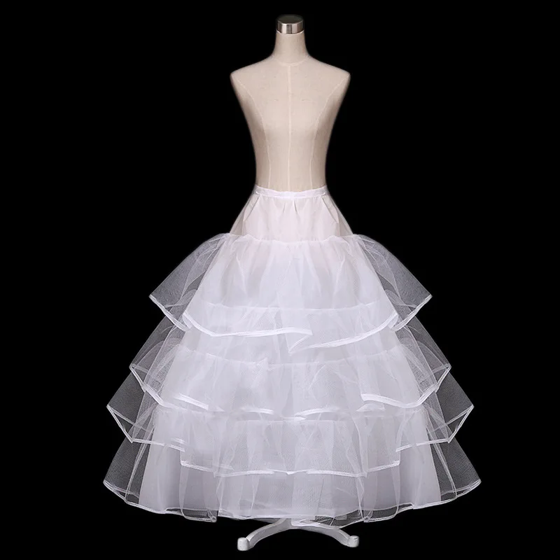 Wedding Bridal Petticoat Underskirt Cosplay Party Hoops Crinoline Slips Large Waist  4 Ruffles Without Hoops white black womens sexy hip petticoat skirt wedding bridal dress cosplay pannier crinoline ruffles underskirt