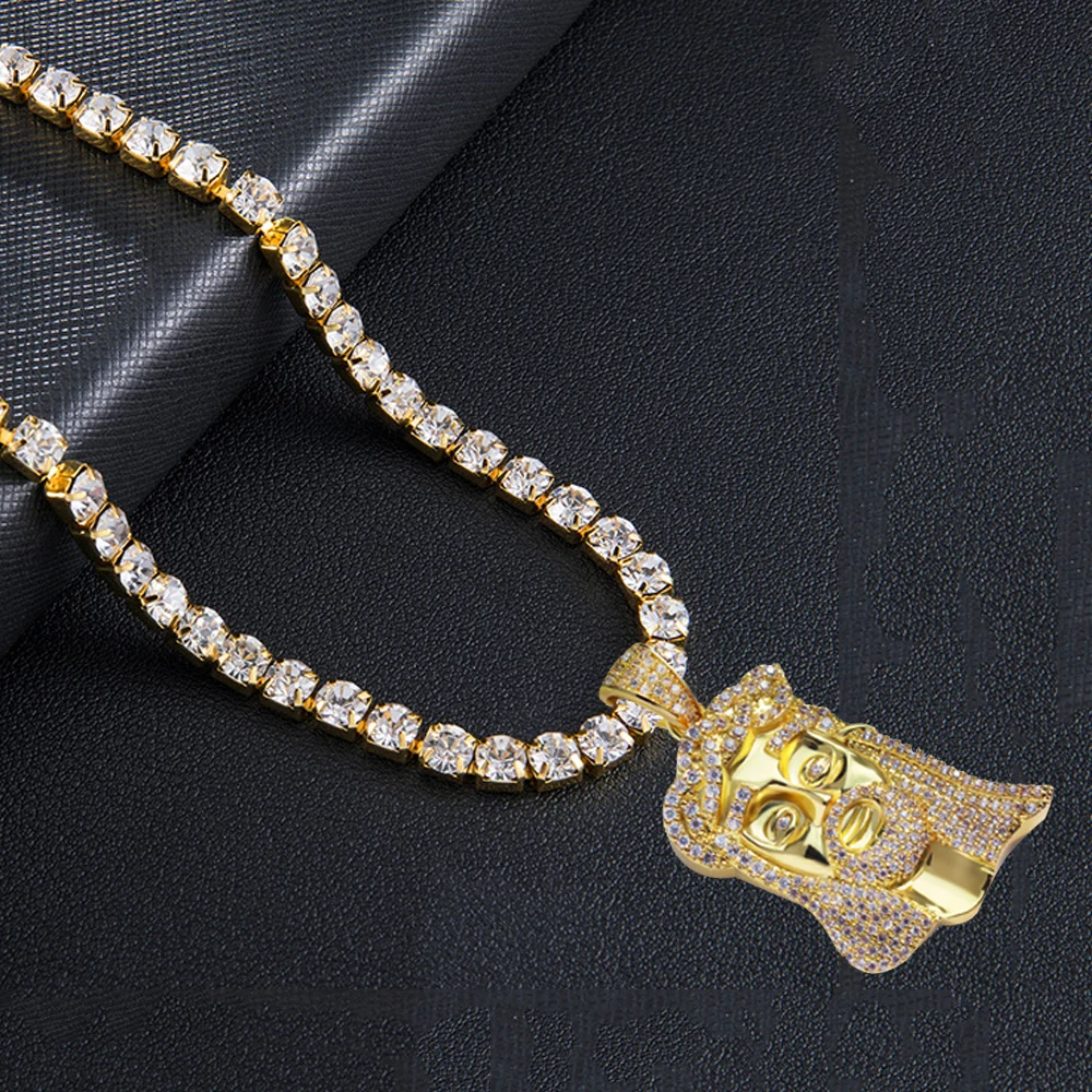Iced Out Jesus Corolla маленький кулон с теннисная цепочка в стиле хип-хоп с модным фианитом, каменное ожерелье для мужчин и женщин, ювелирный подарок