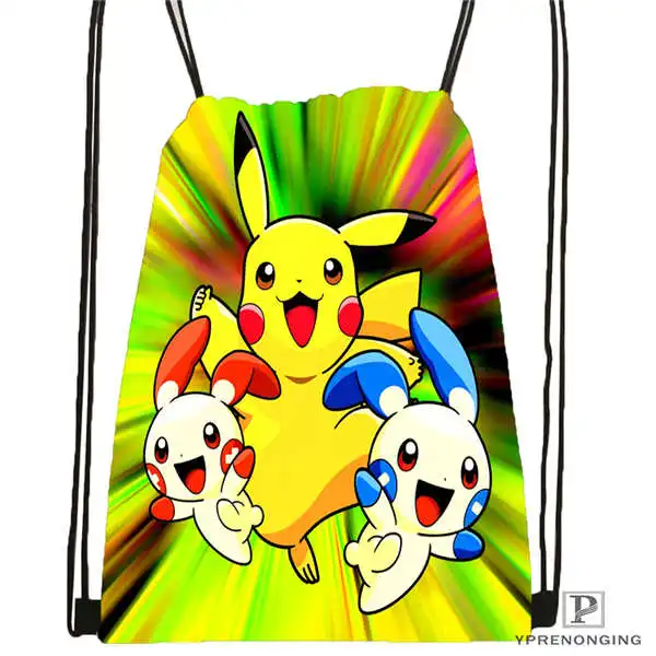 Drawstring Backpack Пользовательские Pikachu-and-Friends-under-the-sea-2 походная сумка на шнурке милый рюкзак для детей(черная спинка) 31x40 см#20180611-02-97 - Цвет: Drawstring Backpack
